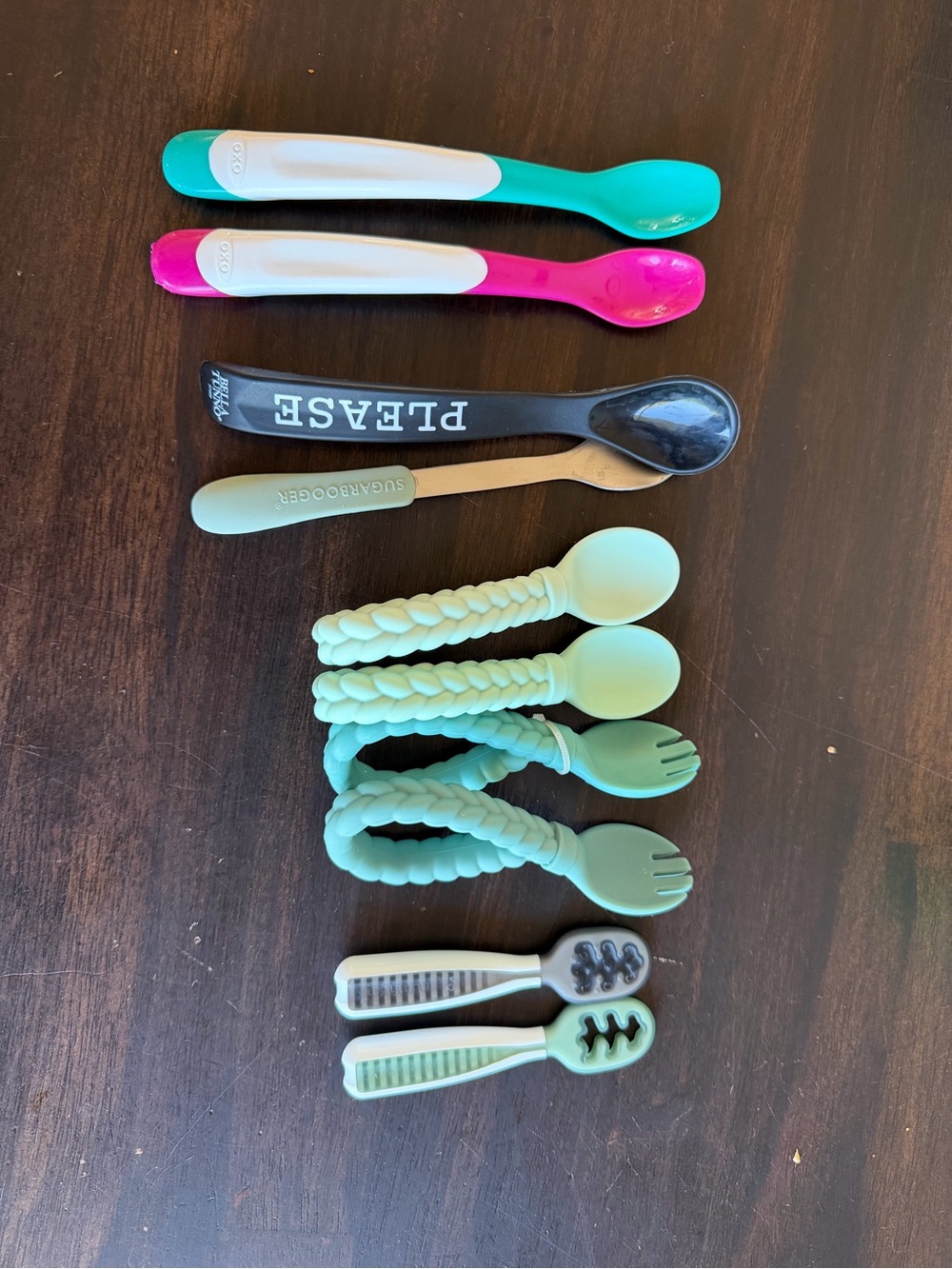 Itzy Ritzy Turquoise, Pink and Mint Baby Feeding Spoon and Fork Set